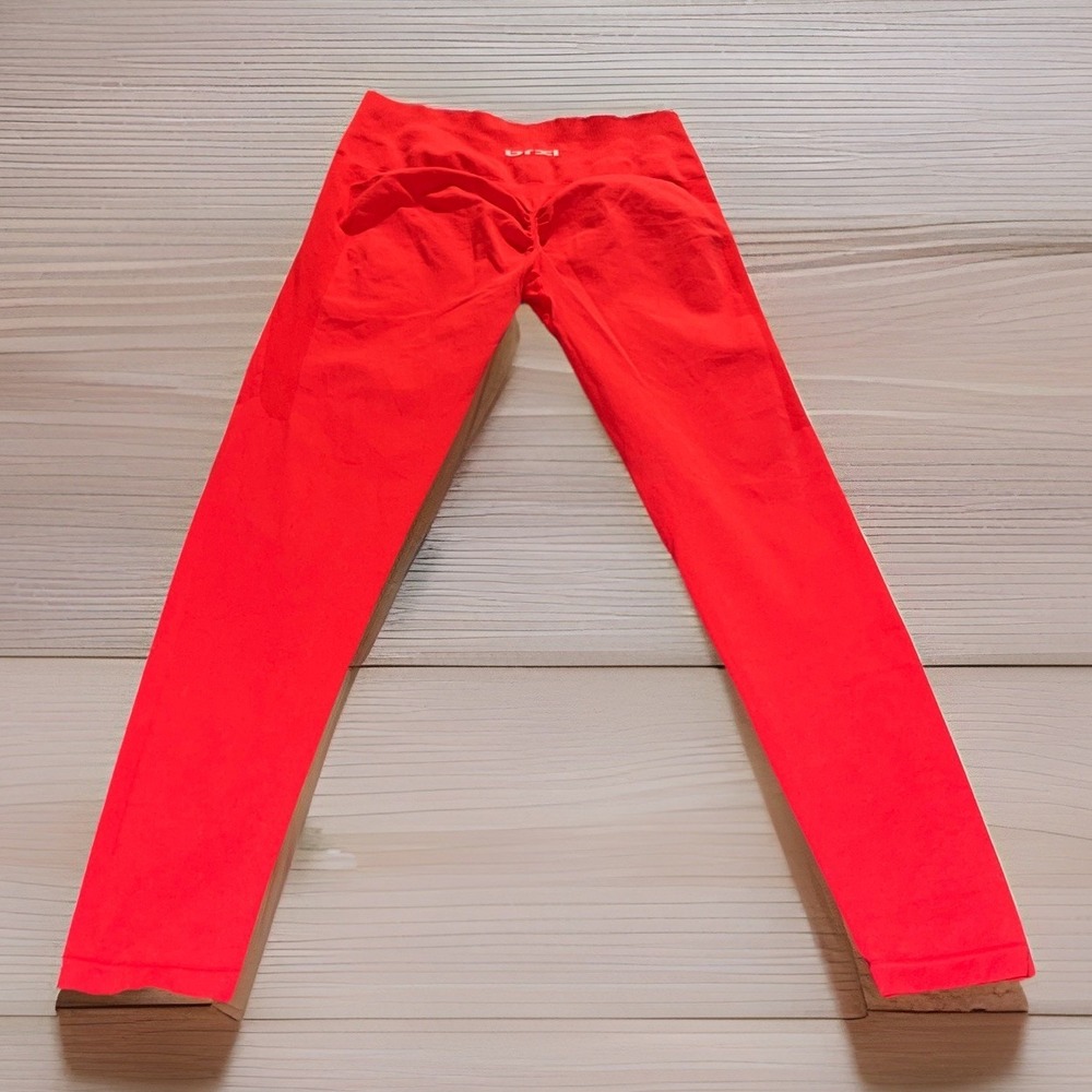 BRXL Seamless High Waisted Butt Lifting Leggings Large Red Compression Work Out